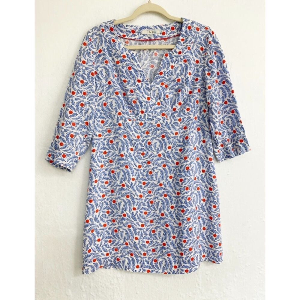Boden Linen 3/4 Sleeve Linen Tunic Dress Size US 8 Long Orig. $176